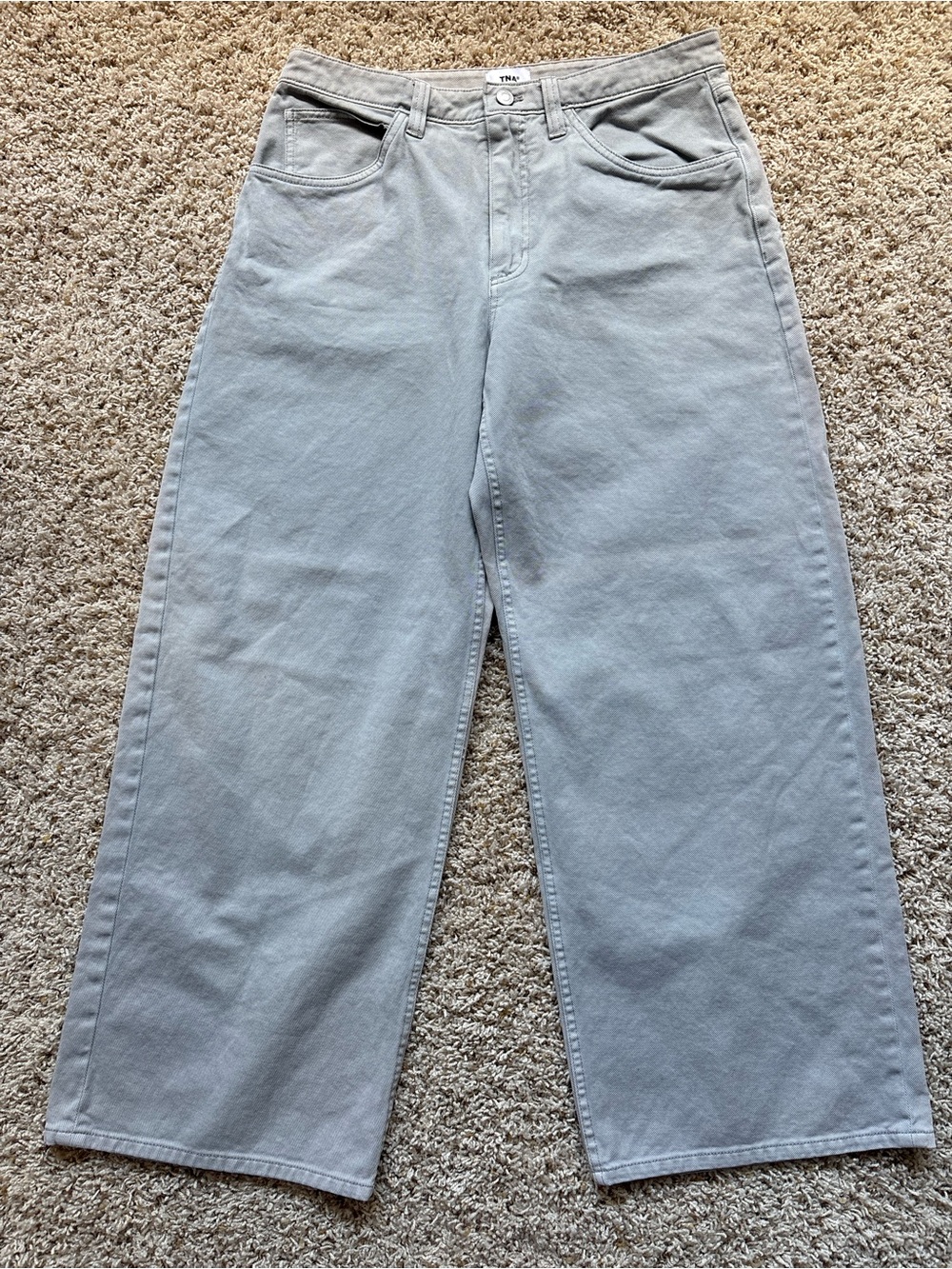 TNA Aritzia Jean Sz 10 Gray Denim Wide Leg High Rise